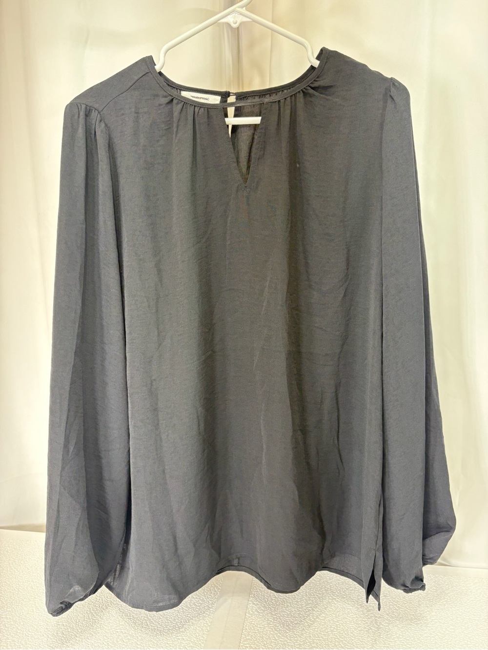 Maurices Slate Gray Long-Sleeve Split-Neck Blouse 4124